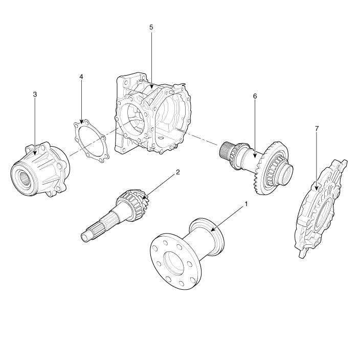 4 Wheel Drive (4WD) System > Transfer Assembly > Front Wheel Transfer Assembly > Components and